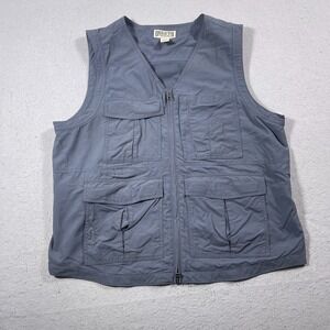 Duluth Trading Vest Men L Gray Convertible Travel Outdoor Utility Multi-Pocket